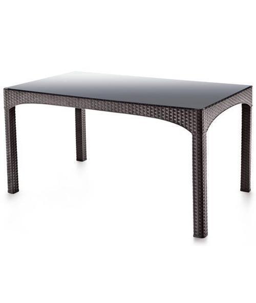 SY-2589 Kahverengi Rattan Temperli Kapalı Camlı Masa Dikdörtgen
