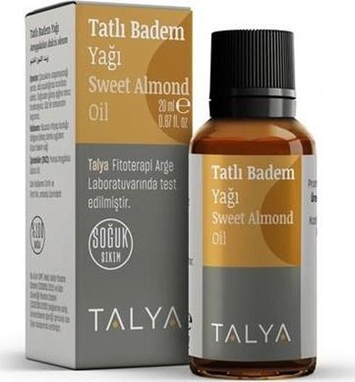 Tatlı Badem Yağı, Soğuk Sıkım, %100 Saf ve Doğal, 20 ml