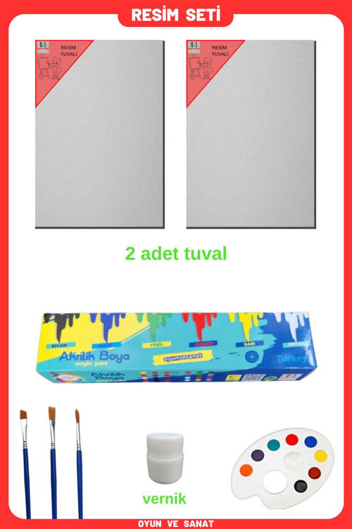 Resim Tuval Ressam Seti, Resim Başlangıç Set, Tuval Fırça Vernik Set