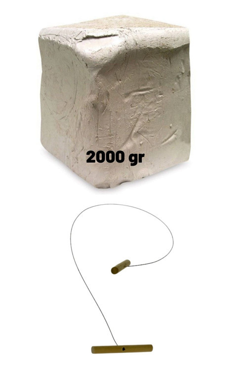 Seramik Hamuru 2 Kg - Beyaz Kil Çamuru - Kesme Teli-İpi - Oyun Hamuru 2000 Gr