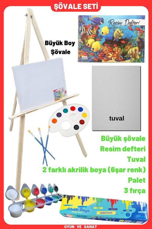 Şövale Resim Boyama Başlangıç Seti - (Şövalye), Tuval, Tual Seti