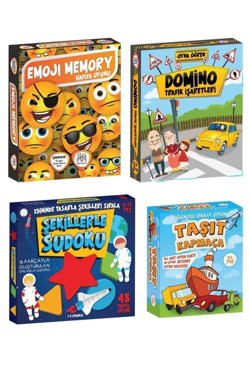 Anasınıfı Ilkokul 4Lü Zeka Oyunları Seti . Emoji Memory, Domino, Şekillerle Sudoku, Taşıt Kap.