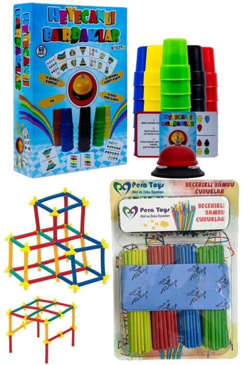 Bambu Çubuklar - Sevimli Heyecanlı Pratik Bardaklar Oyunu 2Li Set
