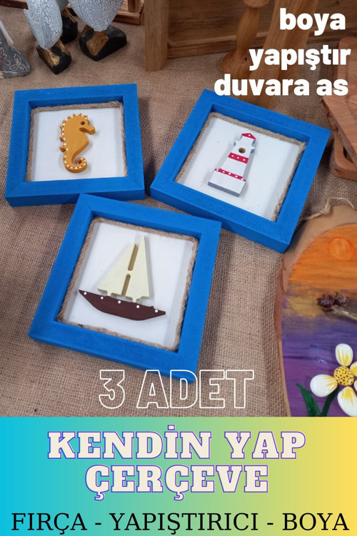 3Lü Kendin Yap Dekoratif Resim Çerçevesi Tuval, Duvar Resmi, Ahşap Boyama Mutfak Süsü, Tablo