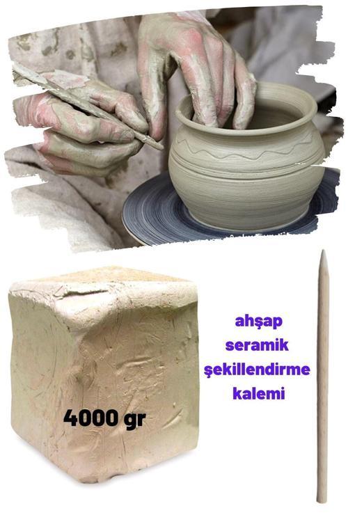 4000 Gr Seramik Hamuru Kil Çamuru, Beyaz Oyun Hamuru Seti 4 Kg Ebeşuar