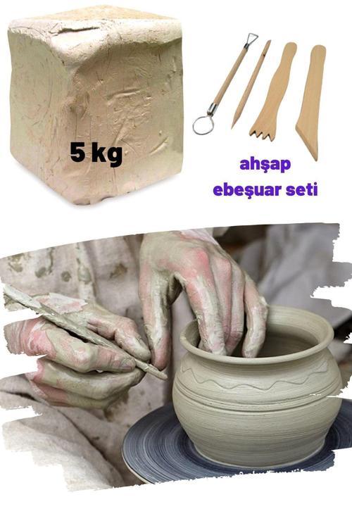 5 Kg Seramik Hamuru Seti, Kil Çamuru Ebeşuar, Oyun Hamuru Seti, Havayla Kuruyan Kil Çamur Seramik