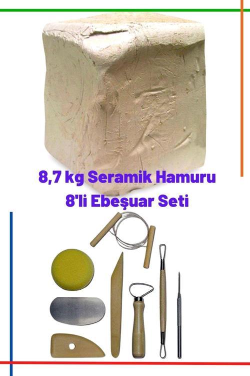 8,7 Kg Seramik Hamuru Seti, Kil Çamuru 8Li Ebeşuar Modelaj, Oyun Hamuru Seti