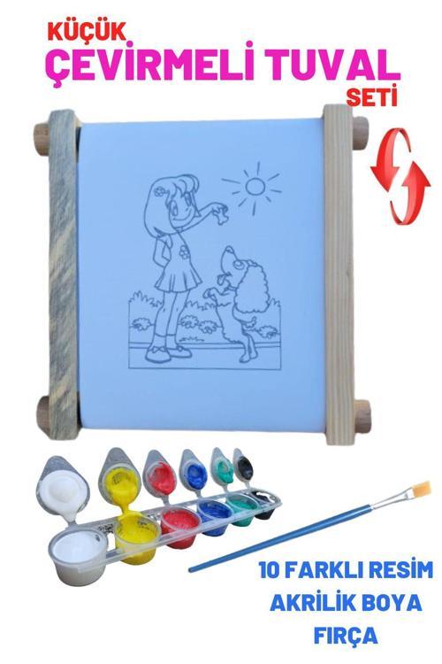 Çevirmeli Çizimli Yeni Nesil Bitmeyen Tuval Set, Çevir Boya Resim Ressam Tüval Seti, Akrilik Boya