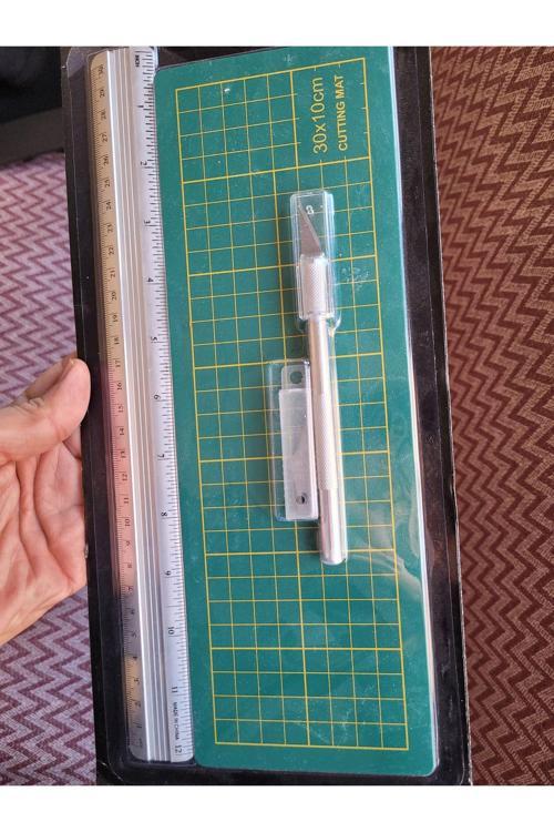 Kesme Matı, Cutting Mat, Çalışma Pedi, Sanat Peti, Metal Cetvel, Kretuar