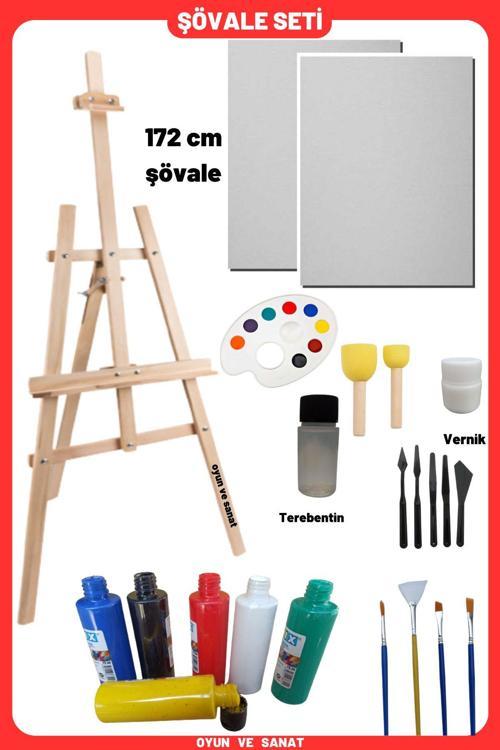 Lüks Resim Başlangıç Seti 1 -Büyük Şövale (Şövalye), 2 Tuval (Tual Seti), Ressam Seti
