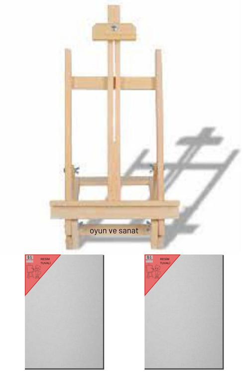 Masaüstü Şövale, 2 Adet 30X20 Cm Tuval, Resim Tuvali Seti, Tual Ve Şövale, Ressam Tuval Şövalye Seti