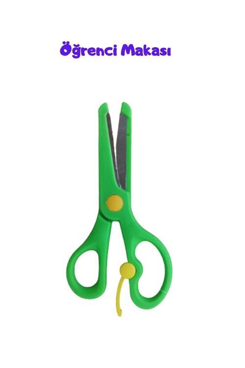 Öğrenci Çocuk Okul Etkinlik Makası, Karton Resim Yeşil Makas, Green Student Scissors