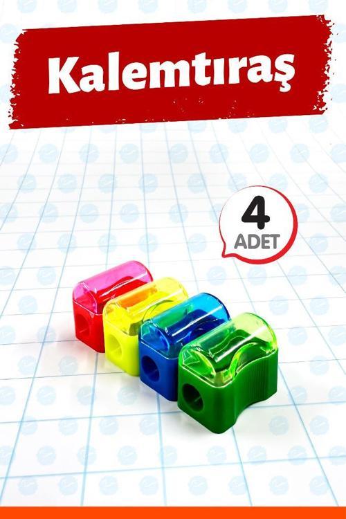 Öğrenci Kalemtıraşı Kapaklı Mini Hazneli 4 adet-T1417