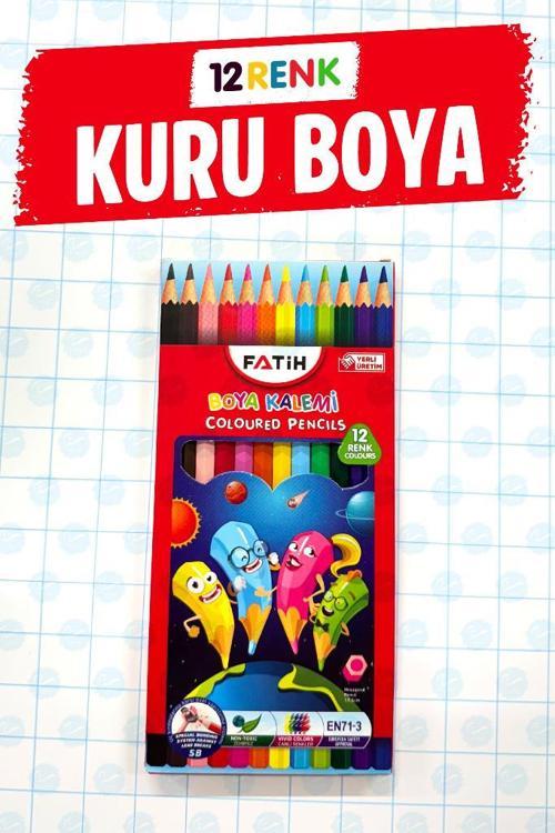 12 Renk Tam Boy Kuru Boya Kalemi