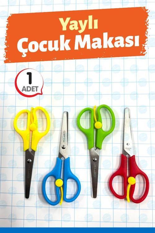 Korumalı Küt Uçlu Plastik Gövdeli Yaylı Çocuk Makası 1 adet-T1420