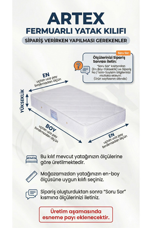 Artex Kılıf  100X200 Yatak Kılıfı Koruyucusu Yatak Örtüsü Fermuarlı Kılıf Kapitone 2