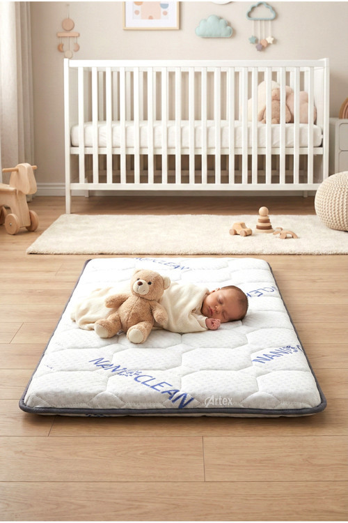 5Cm Nano Süngerli Bebek Çocuk Beşik Yatağı 70x130 Park Yatak Oyun Parkı Yatağı