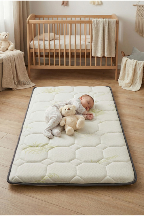 5Cm Aloe Süngerli Bebek Çocuk Beşik Yatağı 60x120 Park Yatak Oyun Parkı Yatağı