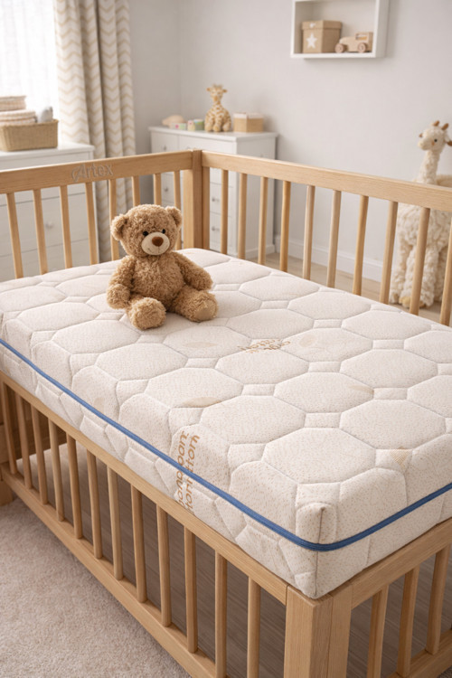 12Cm Cotton Süngerli Bebek Çocuk Beşik Yatağı 60x120 Yıkanabilir Kılıflı Park Yatak Oyun Parkı