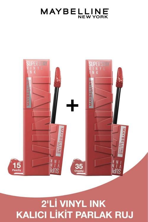 Super Stay Vinyl Ink Uzun Süre Kalıcı Likit Parlak Ruj 15 Peachy & 35 Cheeky - 2li Set