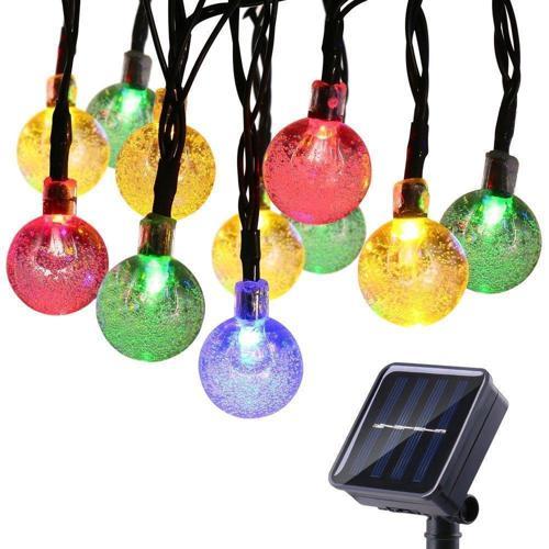 KRİSTAL RENKLİ GÜNEŞ ENERJİLİ 6 METRE 50 LED BAHÇE TERAS PARTİ BALKON SÜSÜ AYDINLATMA LAMBASI