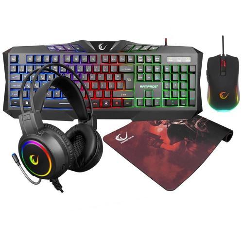KM-404 ARGENTI Rainbow Aydınlatmalı USB Gaming Combo Q Klavye + Kulaklık + Mouse + Mousepad