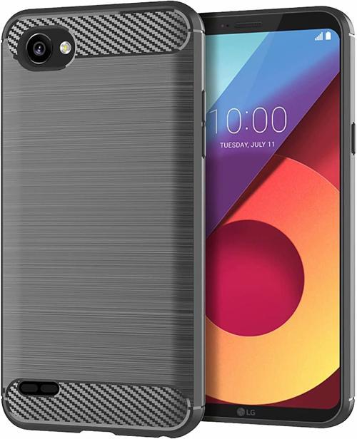 LG Q6 ile Uyumlu Kamera Korumalı Darbe Önleyici Carbon Brushed Silikon Kılıf