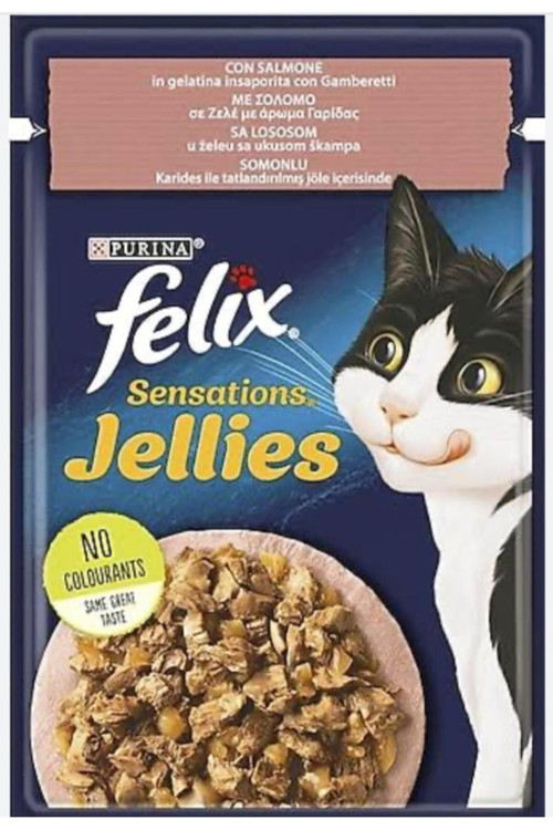 Pouch Sensations Jellies Somon Ve Karidesli Yaş Kedi Maması 85 Gr X6 Adet