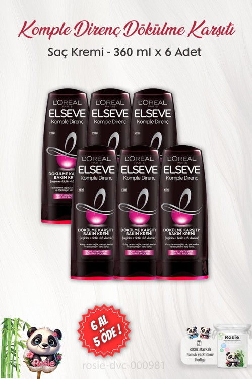 6 Al 5 Öde Komple Direnç Dökülme Karşıtı Bakım Kremi 360 Ml Ve Rosıe