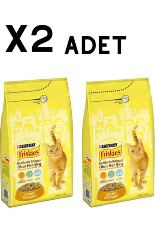 Purina Friskies Kümes Hayvanlı Yetişkin Kedi Maması 1.5Kg X 2 Adet