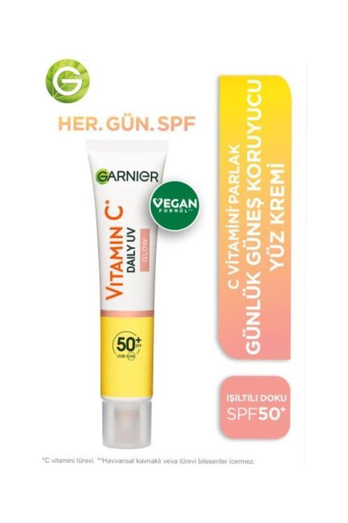 C Vitamini Parlak Günlük Güneş Koruyucu Fluid Yüz Kremi Işıltılı Doku Spf50+ 40Ml