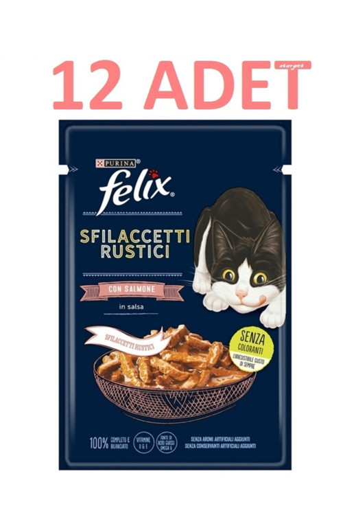Pouch Somonlu Lezzetli Et Dilimleri Yaş Kedi Maması 80 Grx 12 Adet