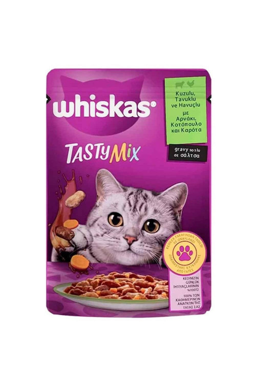 Whiskas Kuzulu Tavuklu Yetişkin Kedi Yaş Mama 85 Gram*12 Adet