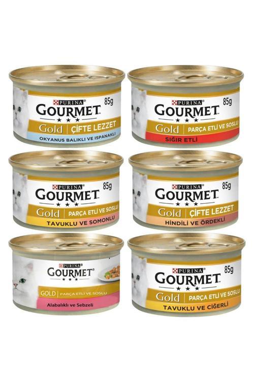 Gold Karışık Parça Etli Kedi Konserve Maması 85Gr - 6 Adet