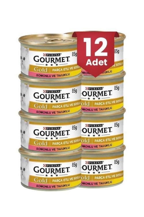 Gold Somonlu Ve Tavuklu Parça Etli Kedi Konservesi 85 Gr X 12 Adet