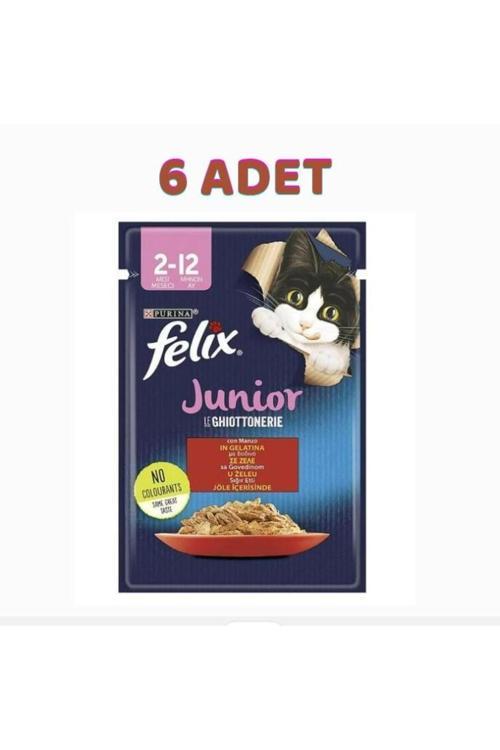 Felix Junior Sığır Etli Yavru Kedi Pouch 6X85 Gr - Petshopundan