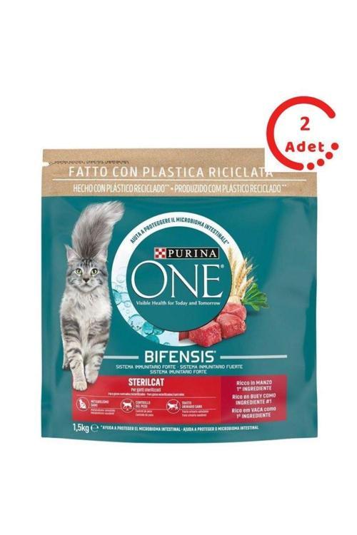 One Sığır Etli Kısırlaştırılmış Yetişkin Kedi Maması 1,5 Kg X 2 Adet