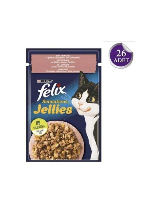 Felıx Pouch Sensations Jellies Somon Ve Karidesli Yaş Kedi Maması 85 Gr X 26 Adet