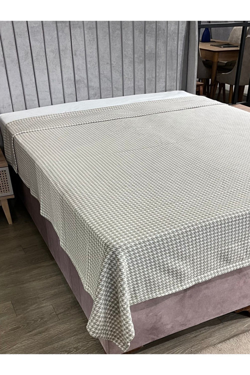 Kare Soft Keten Pamuk Pike Yatak Örtüsü 220*230Cm
