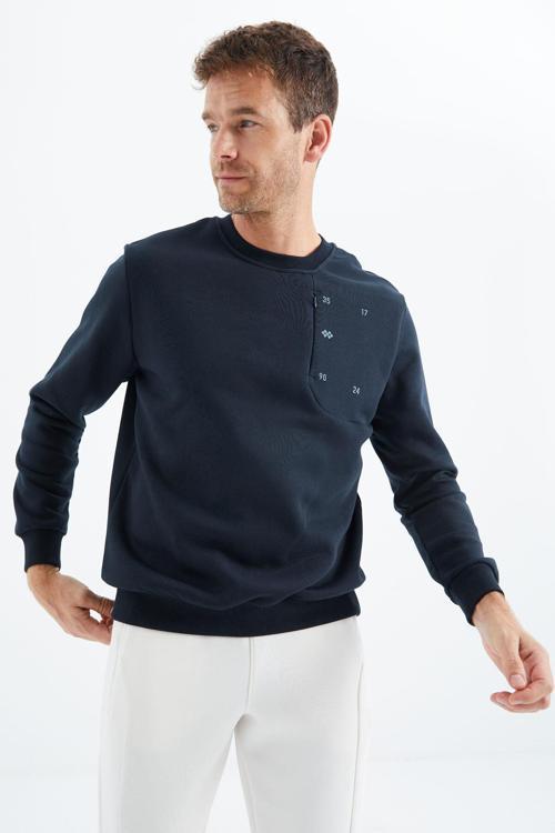 Lacivert Gizli Cep Detaylı Erkek Sweatshirt - 88292