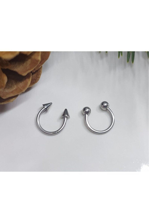 Cerrahi Çelik Piercing, Küpe, Kulak, Dudak, Kıkırdak, Tragus, Helix, (2 Li Set)-4200101-İsil