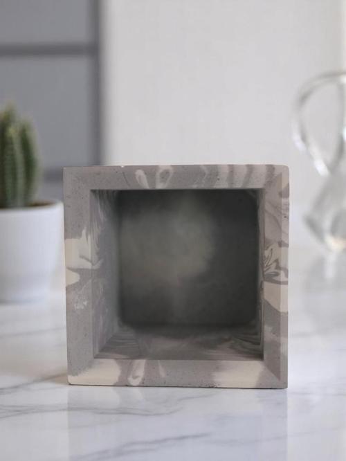 Kare Beton Saksı Saklama Kabı Mumluk  80x80 mm