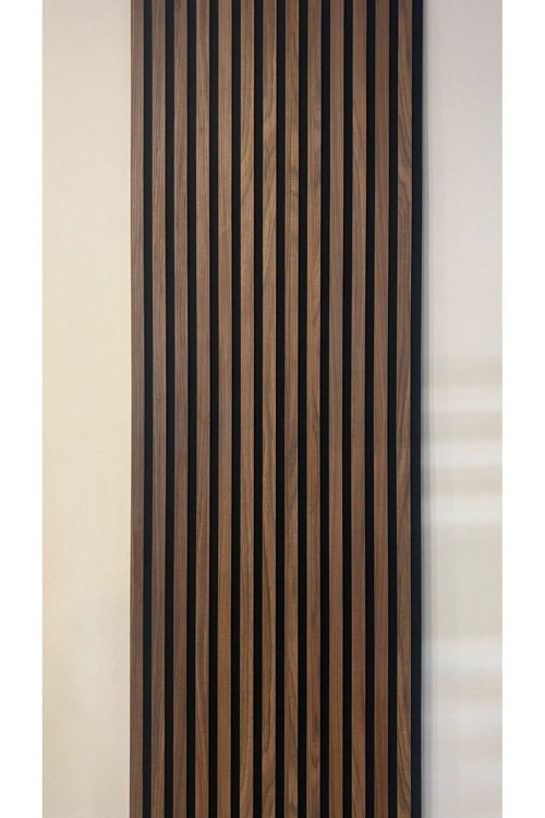 Özel Kompozit Mdf Neme Dayanıklı Akustik Duvar Paneli 60X280 Ceviz 10 Mm Keçe 10 Mm Çıta