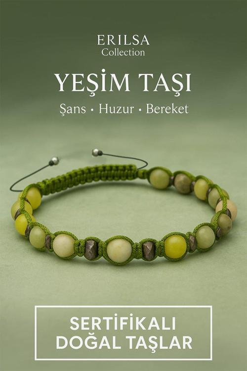 Sertifikalı Yeşim ve Terahertz Doğal Taş Bileklik – Şans, Huzur ve Bereketin Uyumlu Gücü