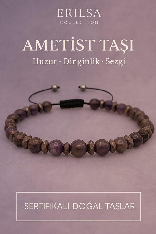 Sertifikalı Premium Ametist Taşı Bileklik – Huzur, Sezgi ve Ruhsal Dinginlik