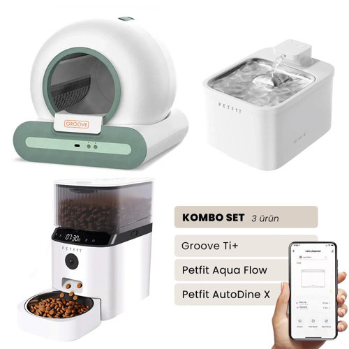 Groove Ti+ Akıllı Otomatik Kedi Tuvaleti+ Aqua Flow Akıllı Su Pınarı+ Autodine X Akıllı Mama Kabı