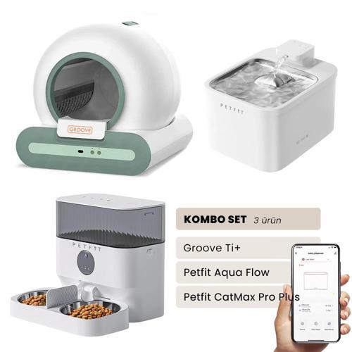 Groove Ti+ Akıllı Otomatik Kedi Tuvaleti+ Aqua Flow Akıllı Su Pınarı+ Catmax Pro Plus Mama Kabı