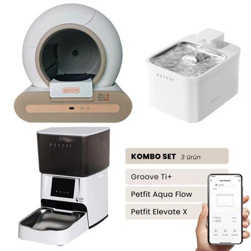Groove Ti+ Akıllı Otomatik Kedi Tuvaleti+ Aqua Flow Akıllı Su Pınarı+ Elevate X Akıllı Mama Kabı
