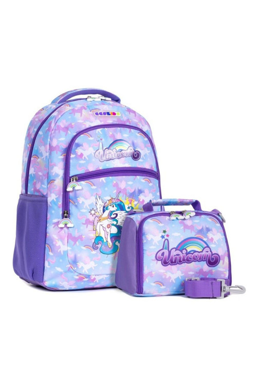 Unicorn Figürlü Çok Bölmeli İlkokul Sırt Çantası Ve Beslenme Çantası