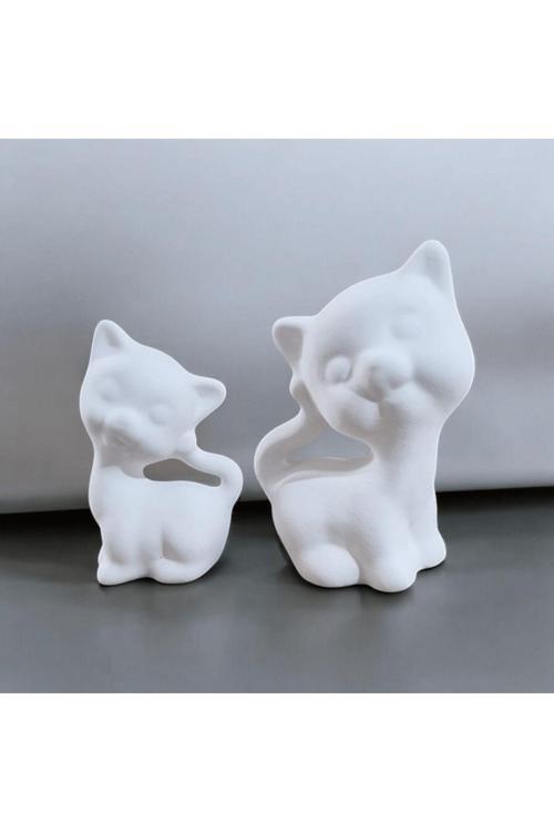 Çini Dekoratif Kedi Bisküvi 2'Li